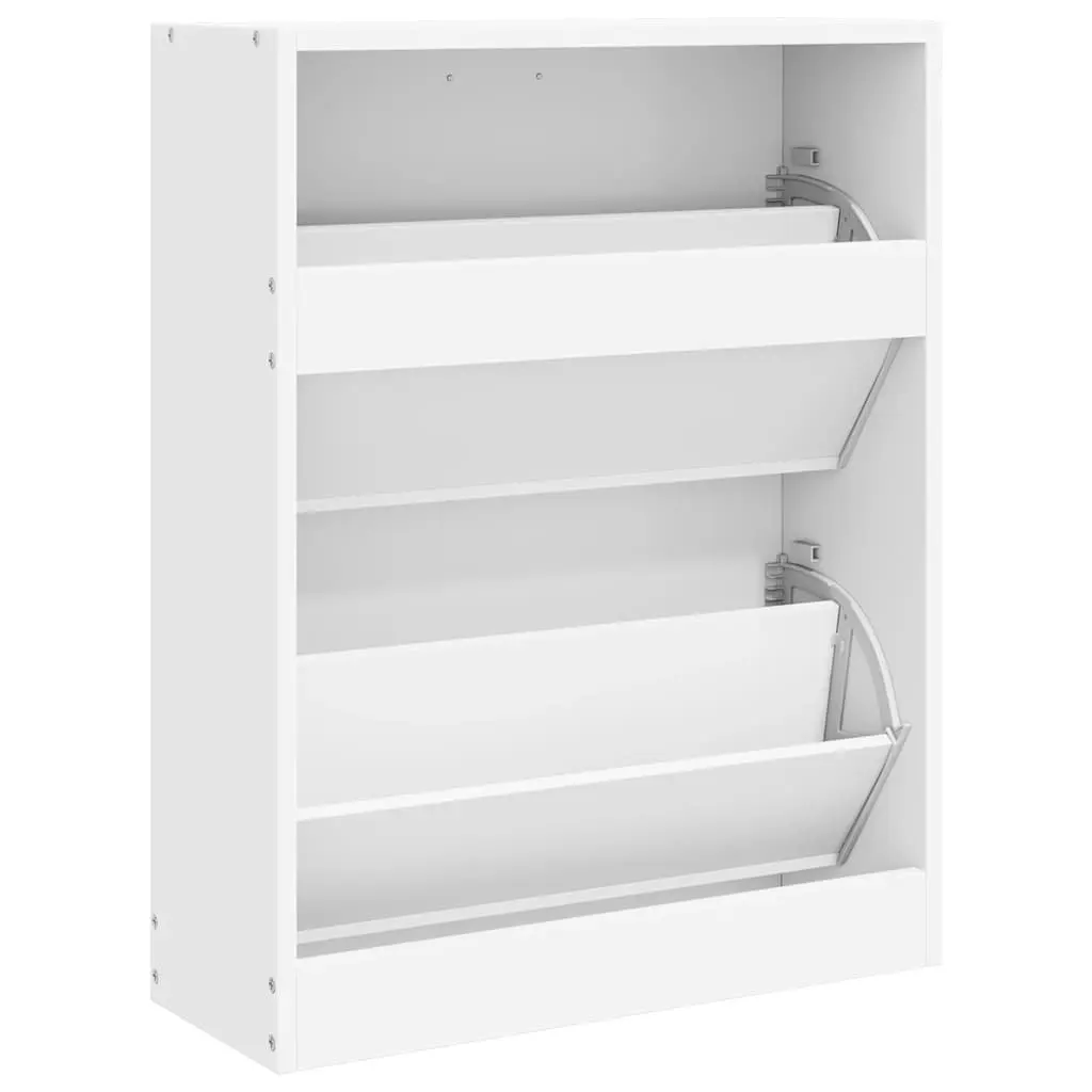 Wooden Shoe Cabinet Storage Organiser Rack 2 Compartments White