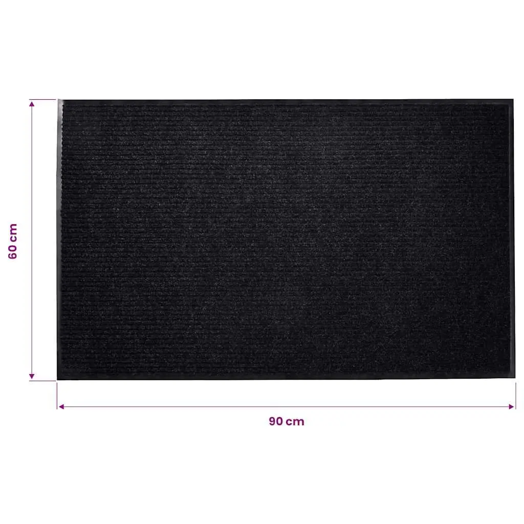 Door Mat Non-Slip 90 x 60 cm Black Easy Clean