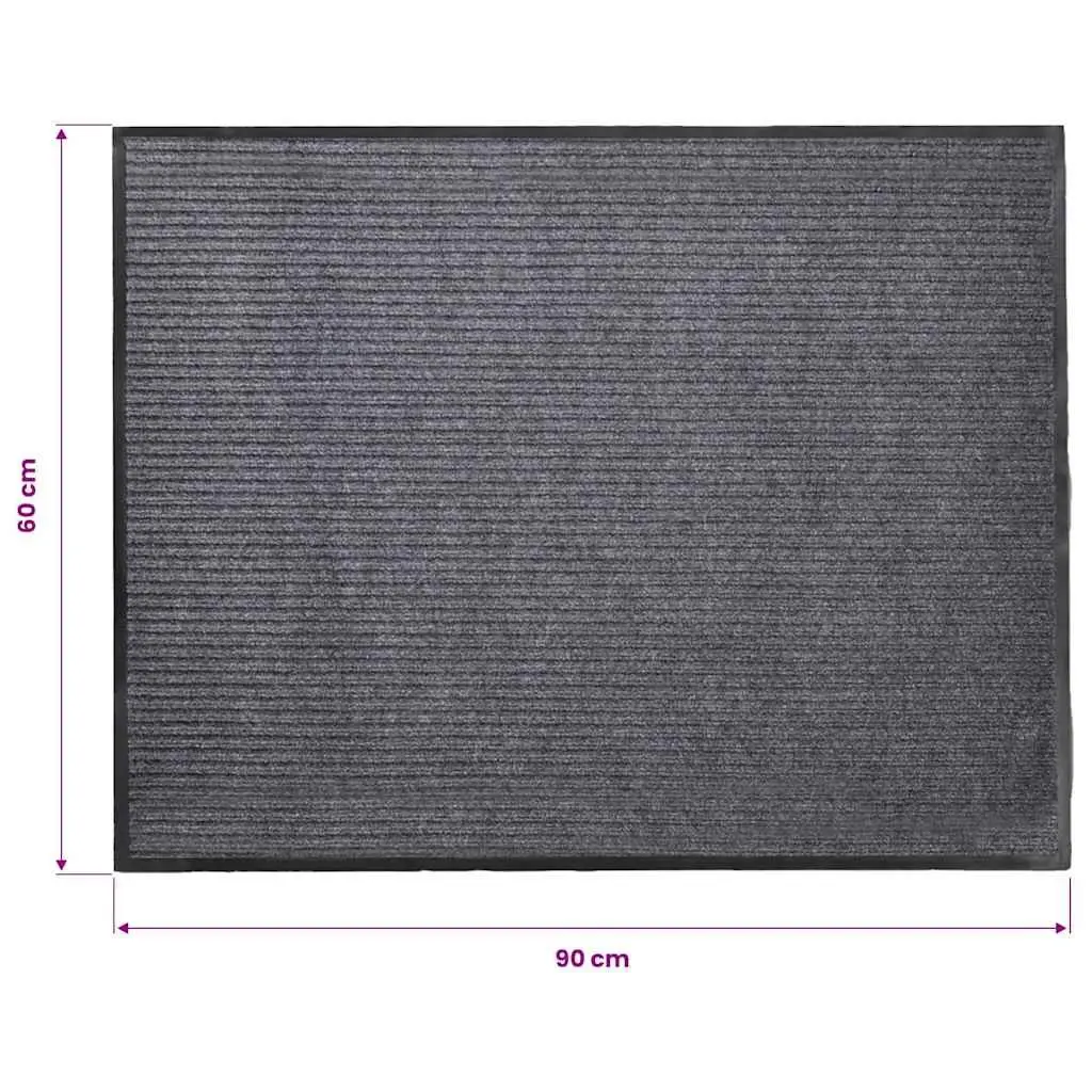 Door Mat Grey 90 x 60 cm Non-Slip PVC Backing Easy Clean