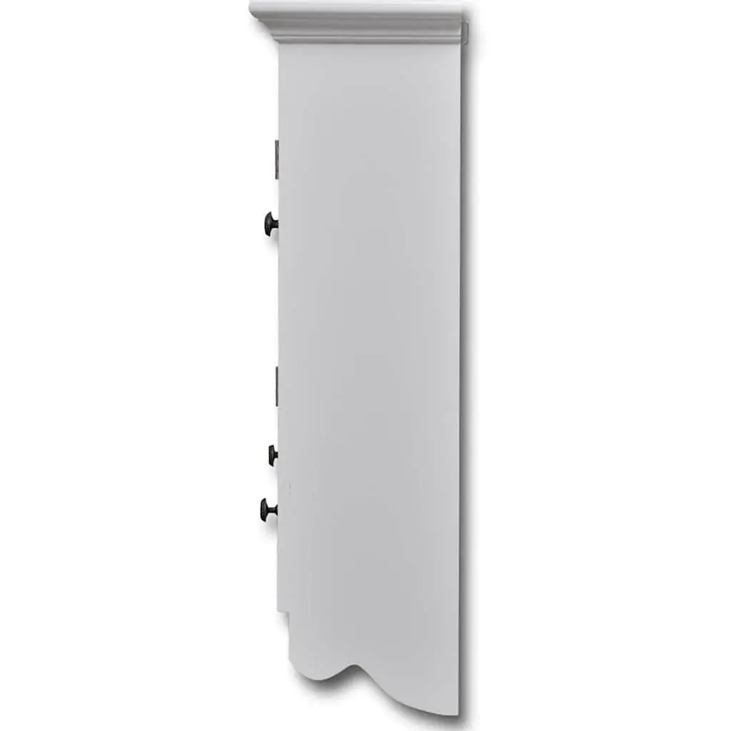 Wooden Kitchen Wall Cabinet Storage Shelves Drawers Hooks White