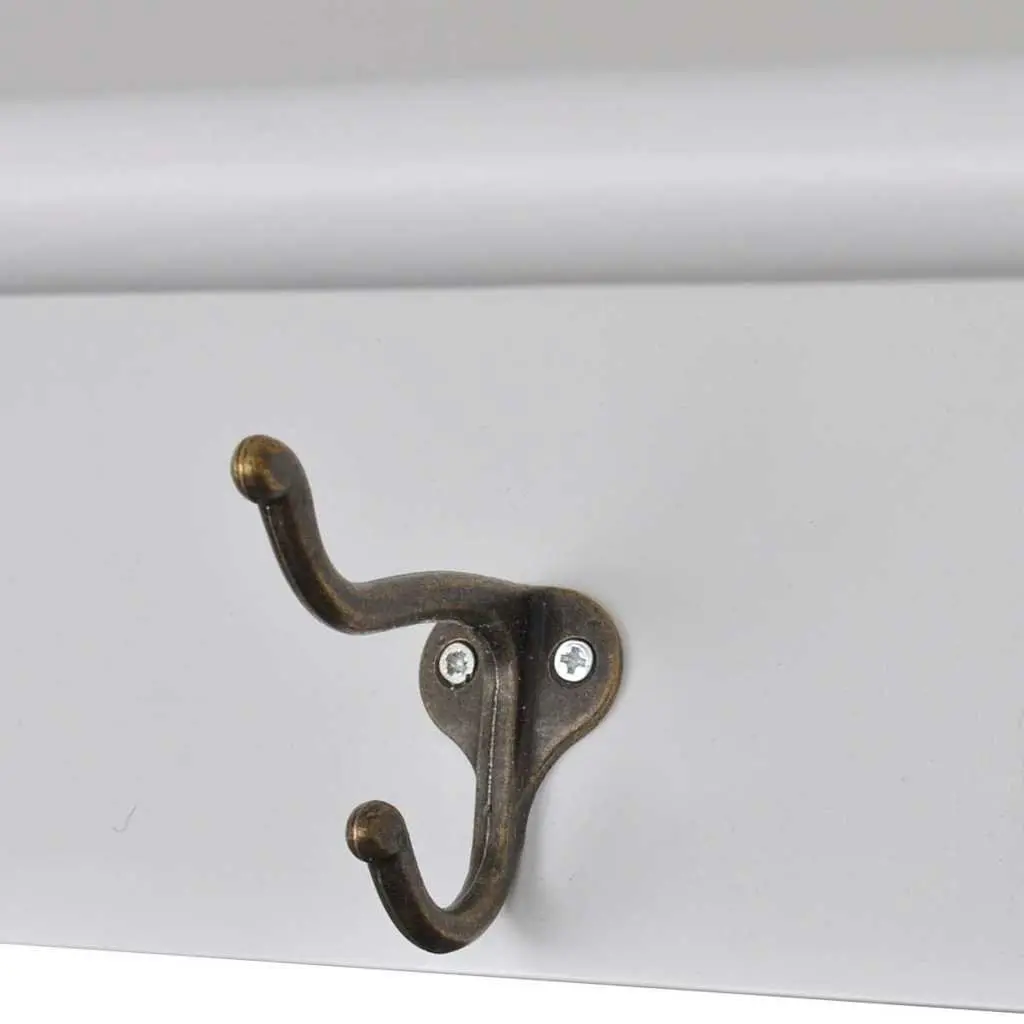 Wooden Kitchen Wall Cabinet Storage Shelves Drawers Hooks White