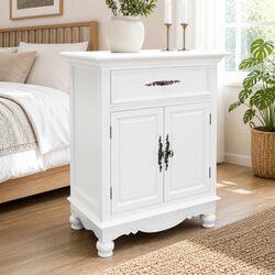 Practical White Wooden Cabinet with Ample Storage Solutions