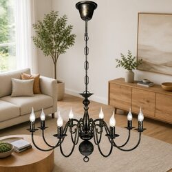 Value and Practicality in an Antique Black Metal Chandelier