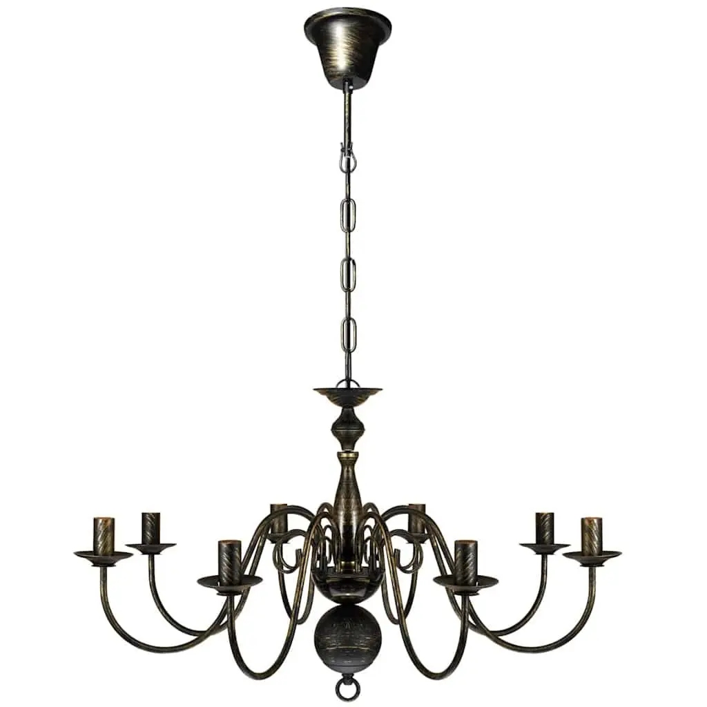 Chandelier Antique Black Metal 8 x E14 Pendant Lamp Ceiling Fixture Classic