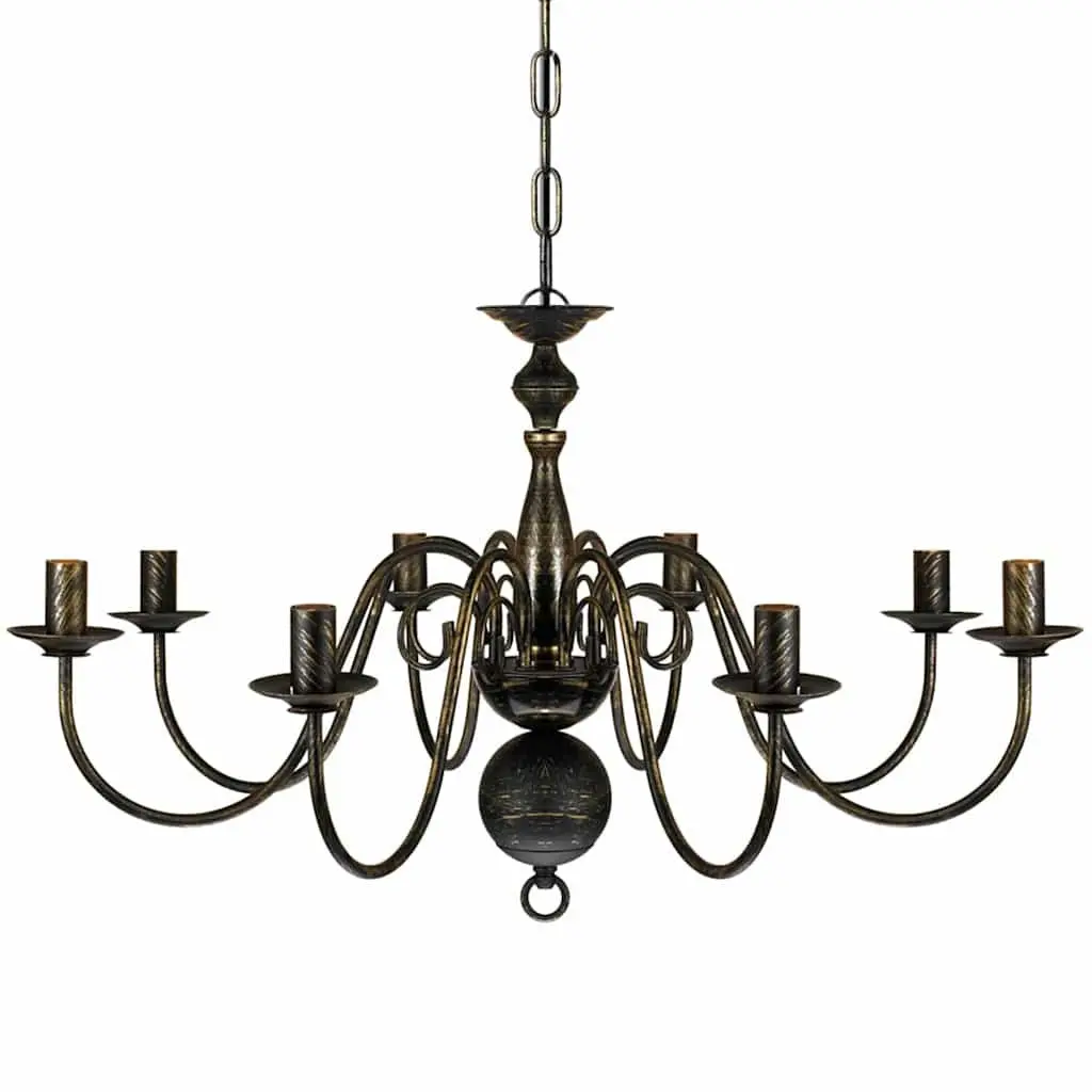 Chandelier Antique Black Metal 8 x E14 Pendant Lamp Ceiling Fixture Classic