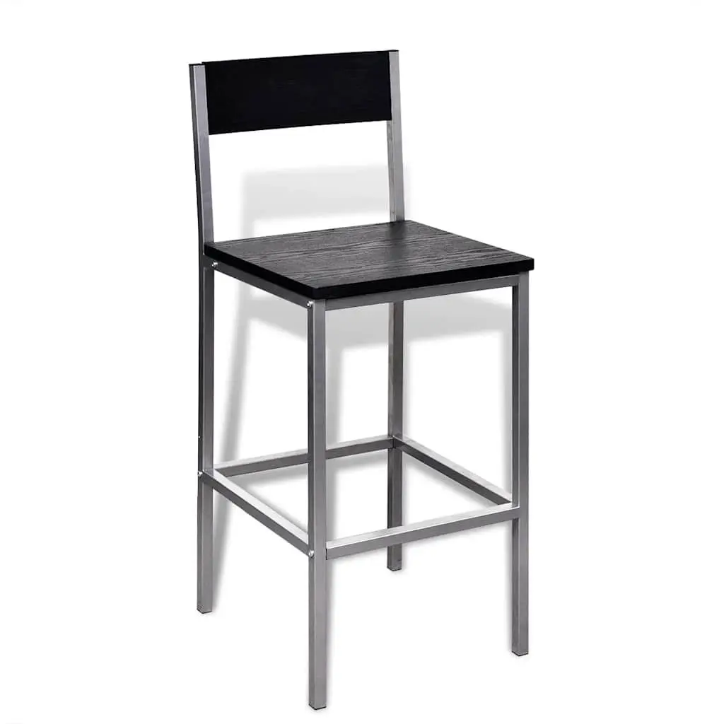 Counter Height Breakfast Bar Set Black Modern Kitchen Dining Table with 2 Stools