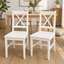 Affordable White Wooden Dining Chairs Set of 2