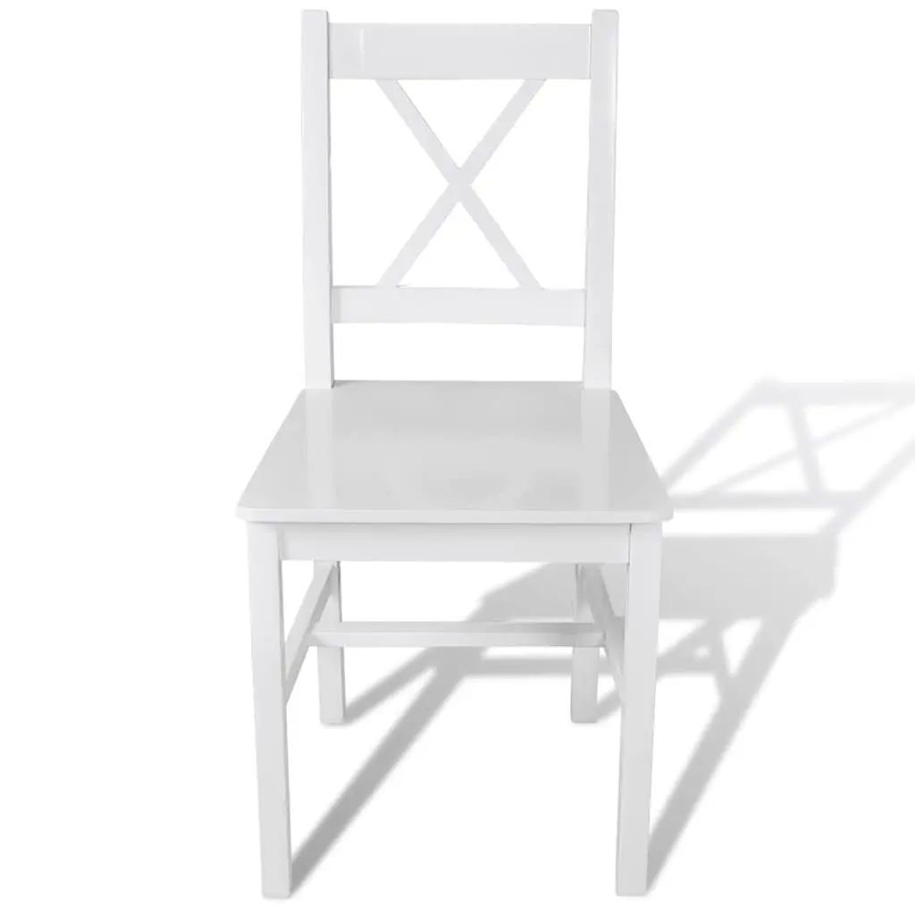 Dining Chairs Set 2 pcs White Wooden Kitchen Room Furniture Ergonomic