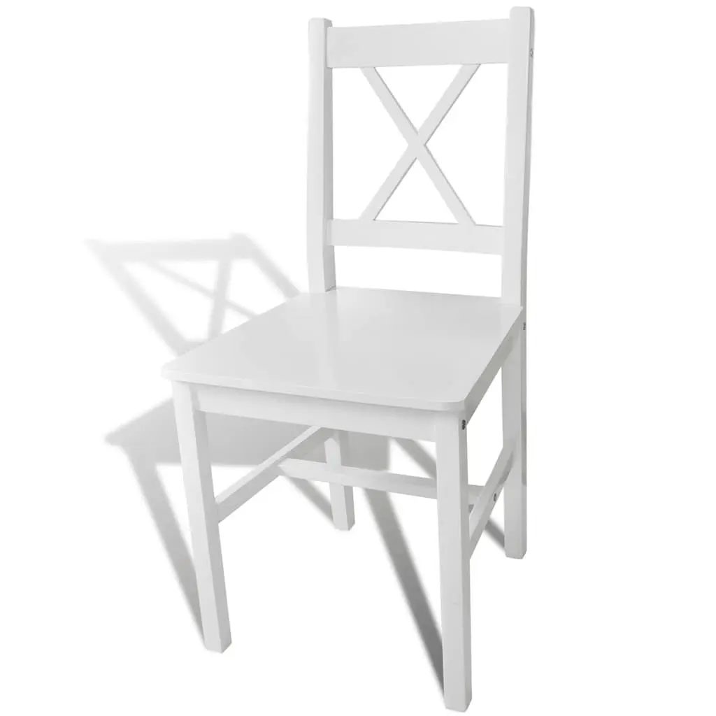 Dining Chairs Set 2 pcs White Wooden Kitchen Room Furniture Ergonomic