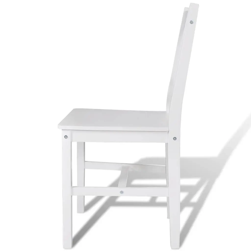 Dining Chairs Set 2 pcs White Wooden Kitchen Room Furniture Ergonomic