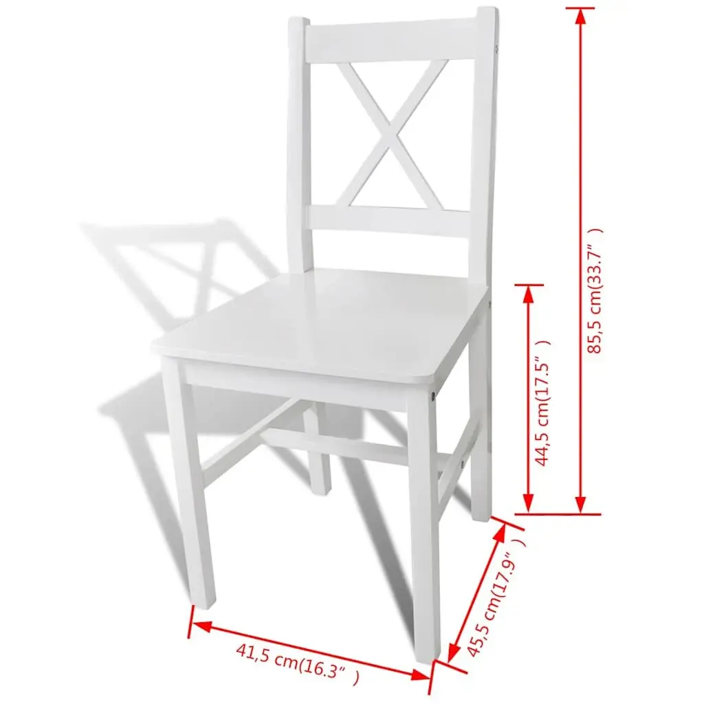 Dining Chairs Set 2 pcs White Wooden Kitchen Room Furniture Ergonomic