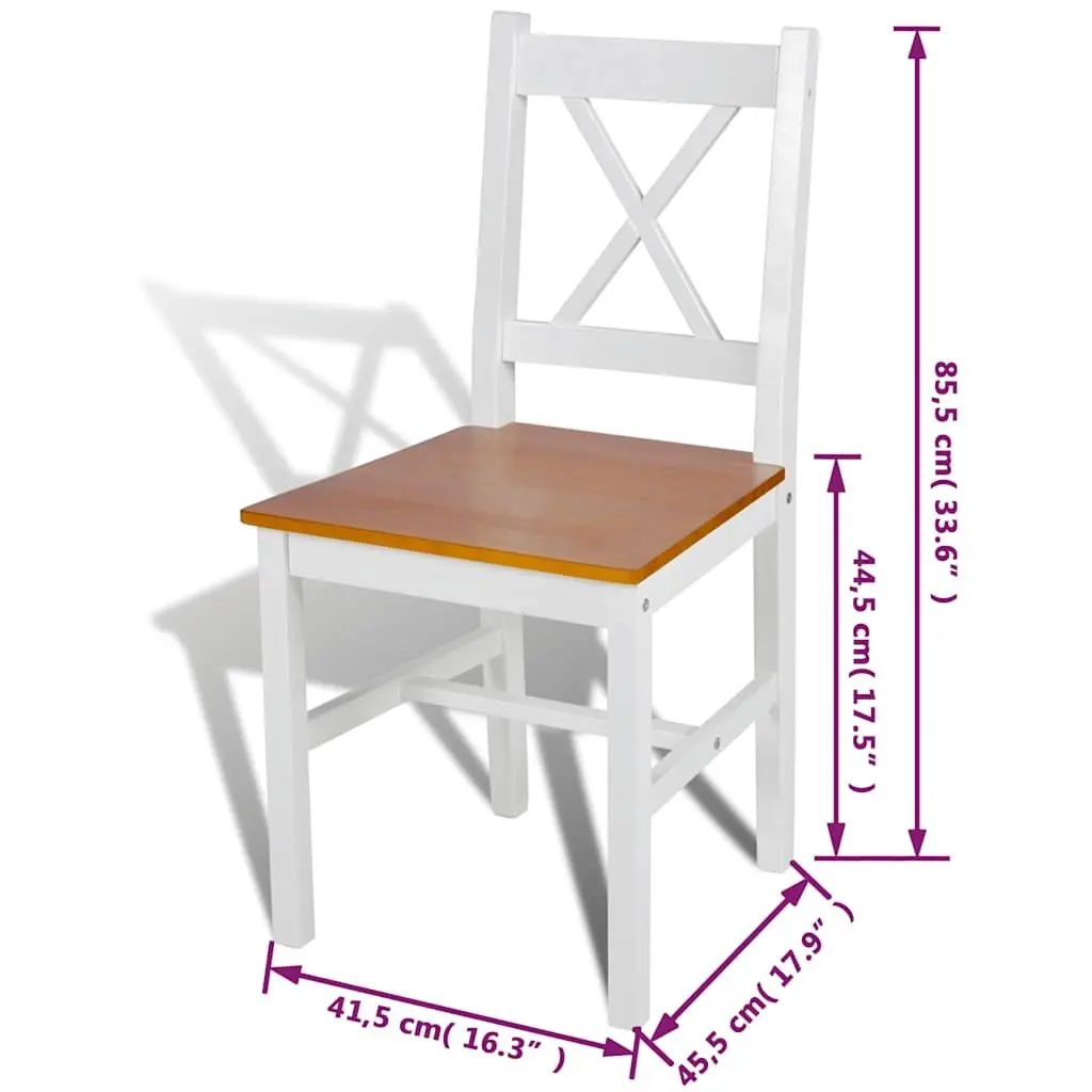 Dining Chairs Set 4 Pieces White Wooden Seat Kitchen Room Furniture