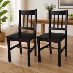 Comfortable Dining Chair Set - 2 Wooden Chairs