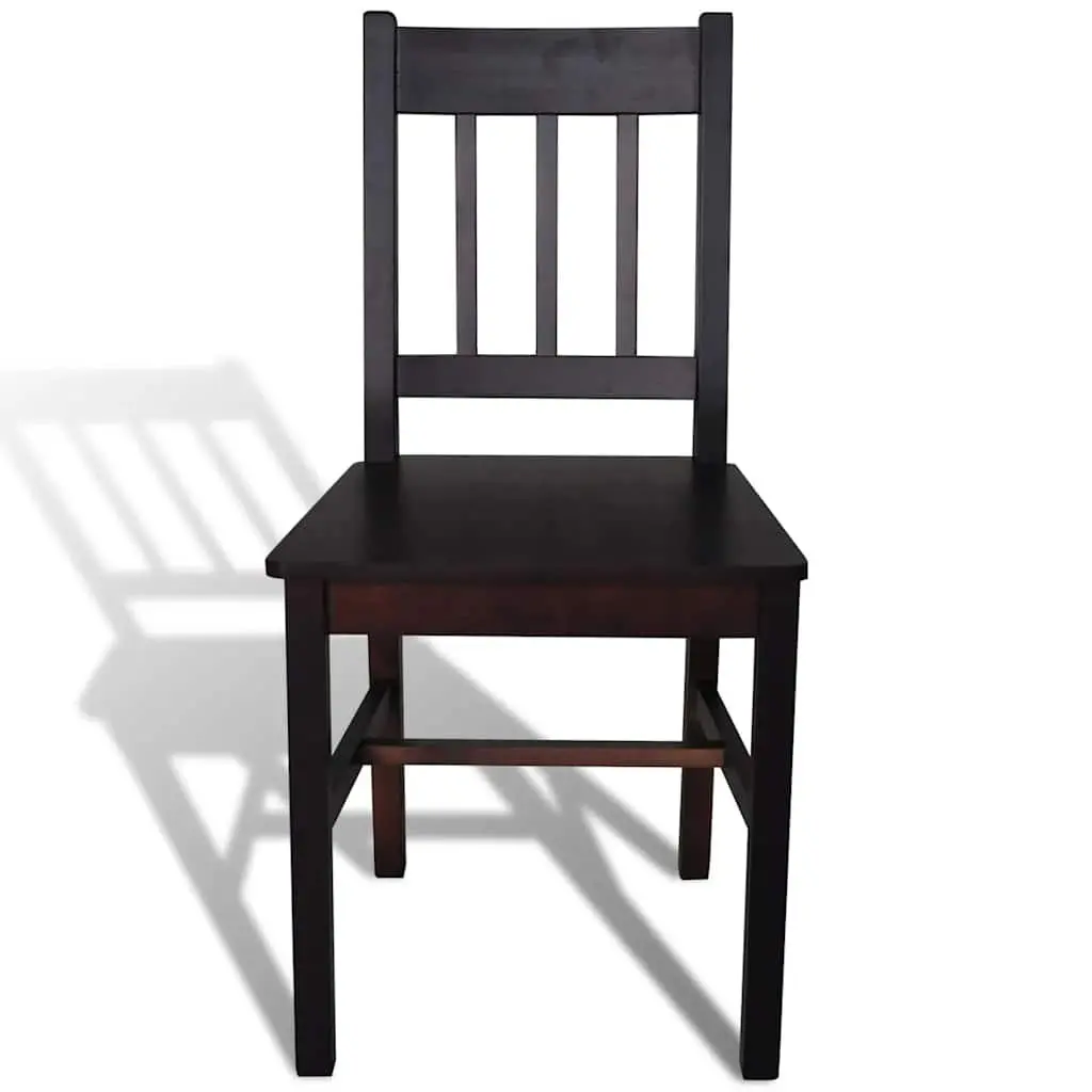Dining Chairs Set 4 Pieces Kitchen Room Furniture Brown Wooden Seat