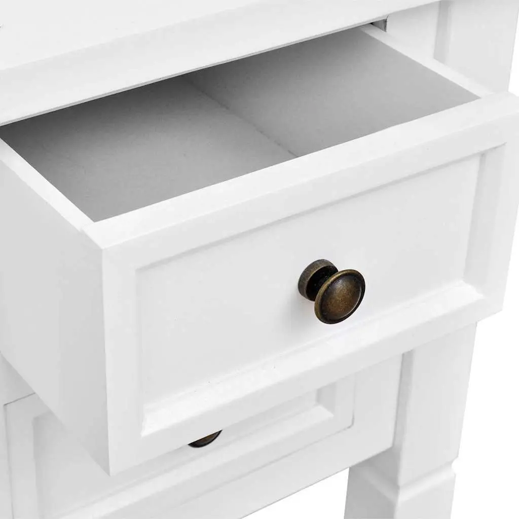 White Writing Desk with Ample Storage Drawers