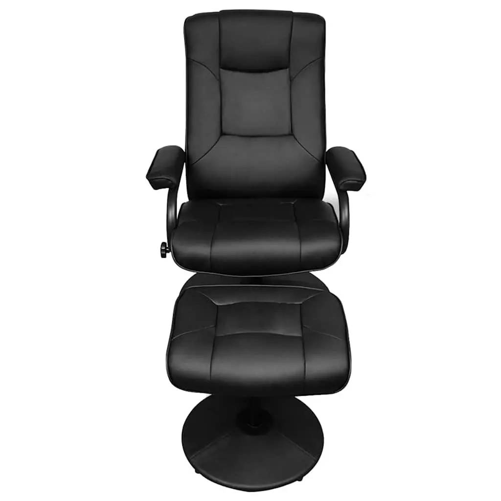 Faux Leather Reclining Armchair with Footstool Black