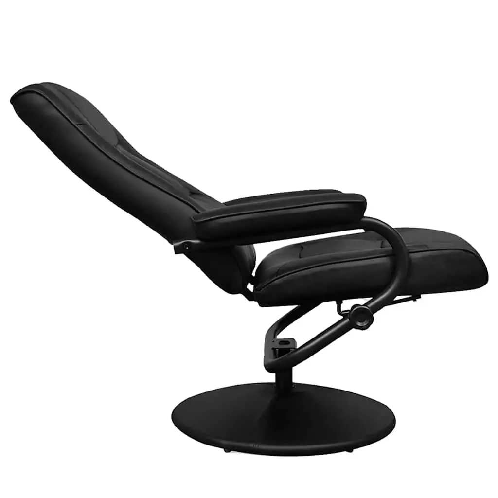 Faux Leather Reclining Armchair with Footstool Black