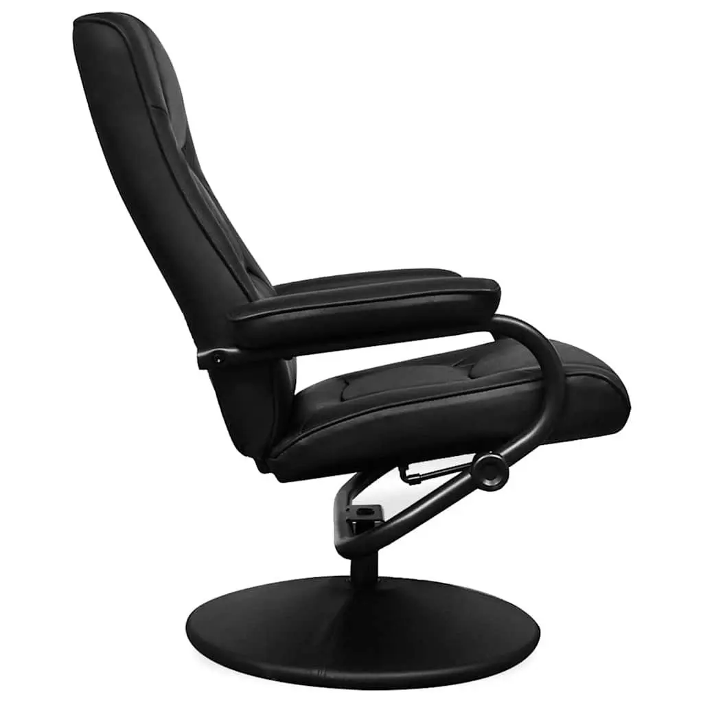 Faux Leather Reclining Armchair with Footstool Black
