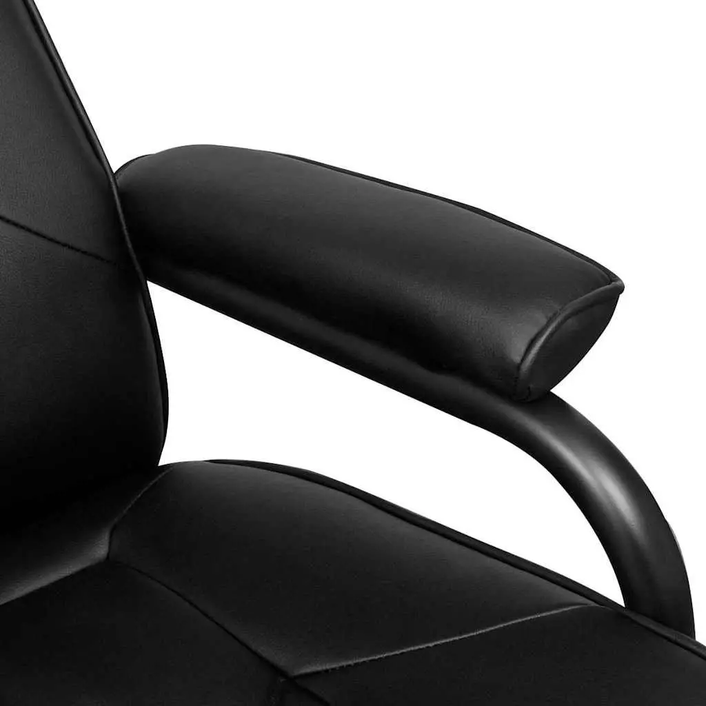 Faux Leather Reclining Armchair with Footstool Black