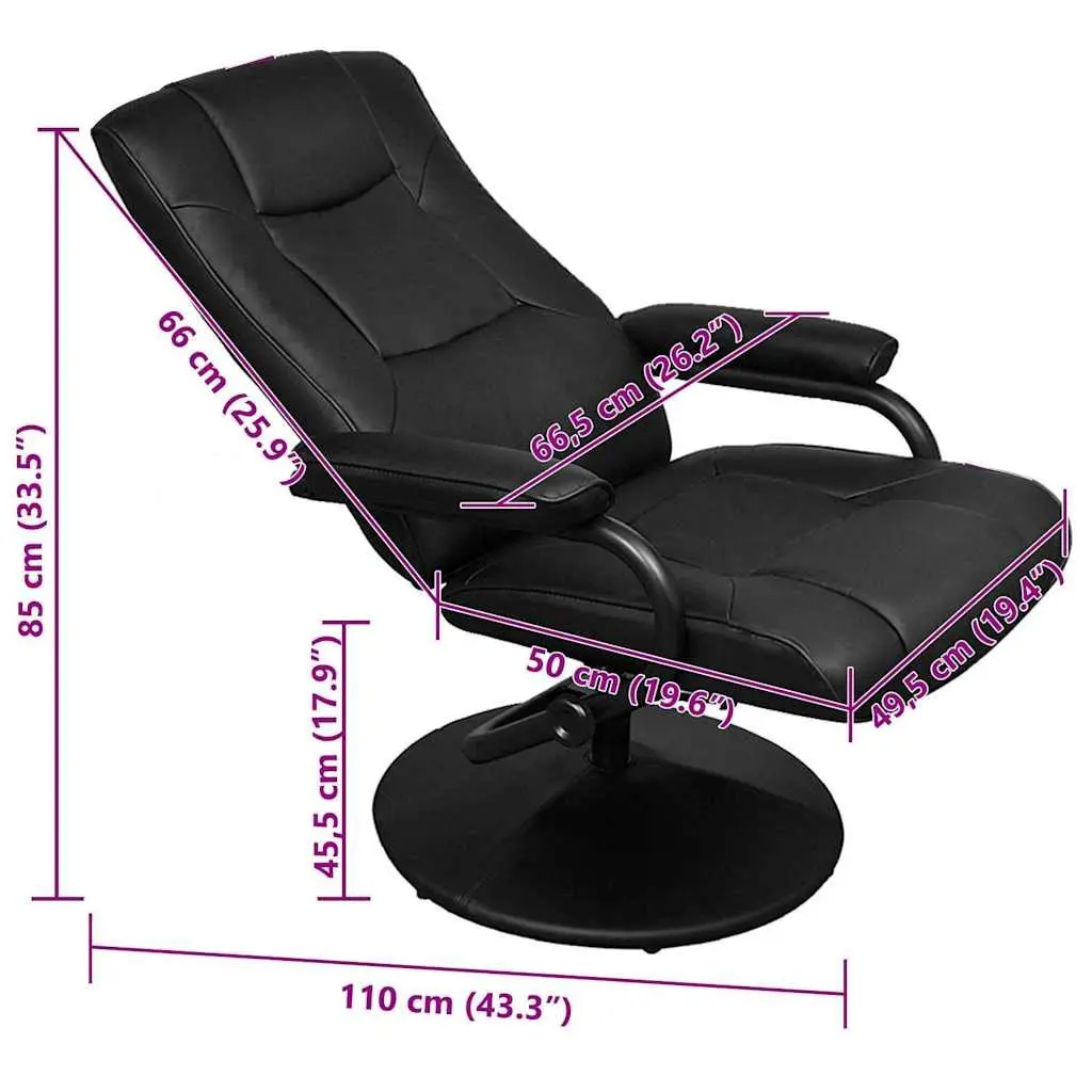Faux Leather Reclining Armchair with Footstool Black