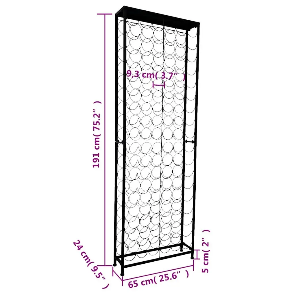 Wine Rack Standing Storage 108 Bottle Holder Black Wrought Iron