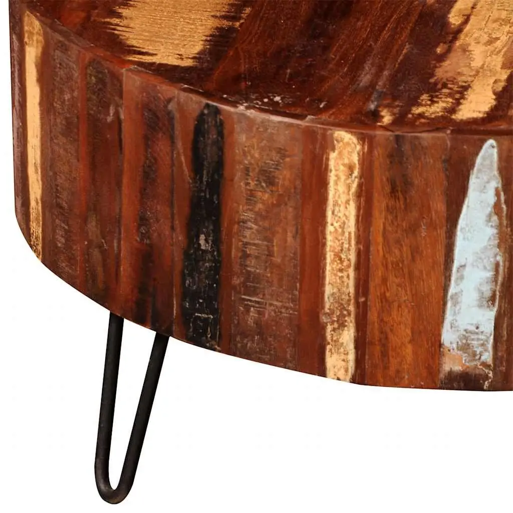 Round Coffee Table Vintage Antique 30 Inch Brown Solid Reclaimed Wood Handmade Living Room