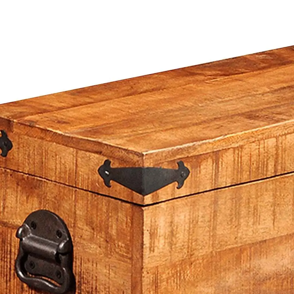 Storage Chest Set 2 Pieces Wooden Handmade Organization Furniture Brown