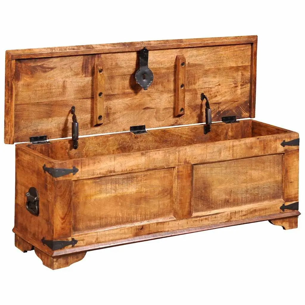 Storage Chest Handmade Solid Wood Brown Rough Mango Bedroom Cabinet Box