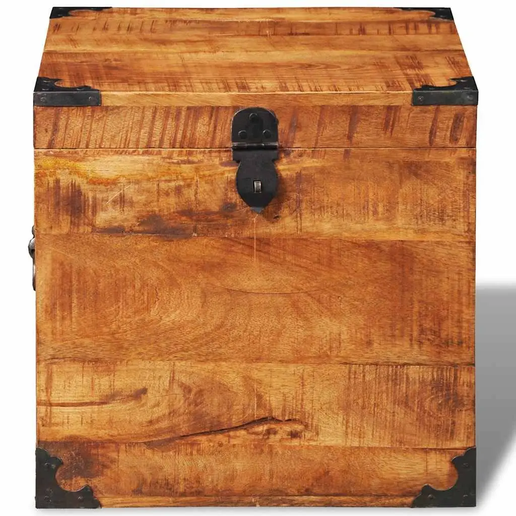 Storage Chest Handmade Solid Wood Cubic Brown Rough Mango Wood