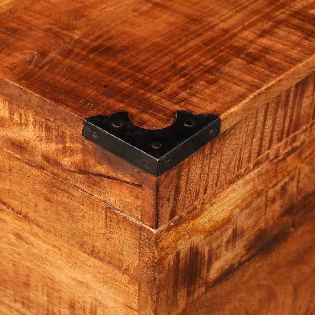 Storage Chest Handmade Solid Wood Cubic Brown Rough Mango Wood