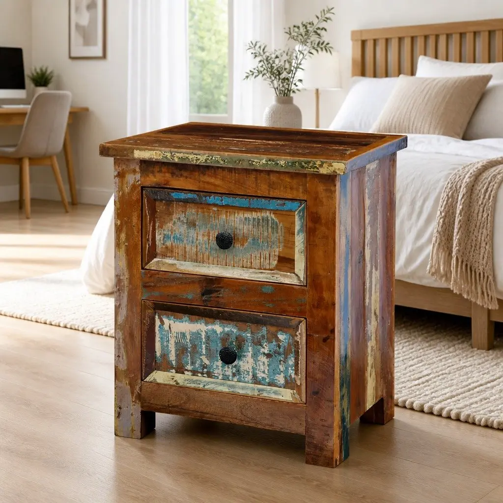 2-Drawer Reclaimed Wood Nightstand
