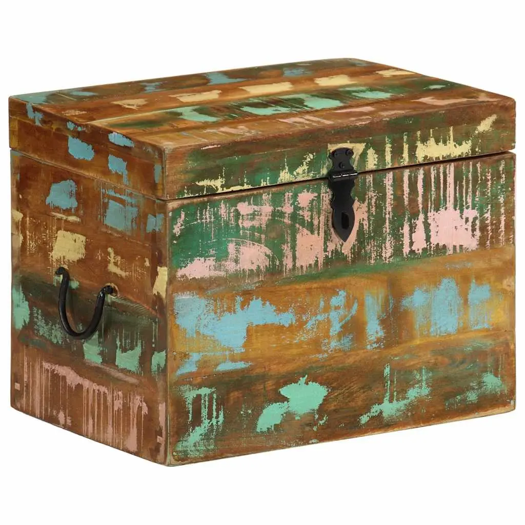 Wooden Storage Box Antique Style Brown Reclaimed Wood Home Furniture