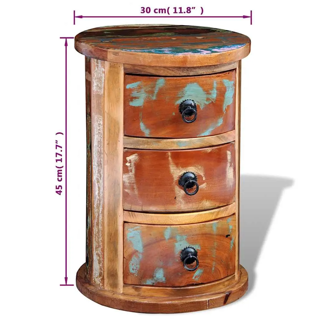 Storage Cabinet with 3 Drawers Solid Reclaimed Wood Brown Antique Style