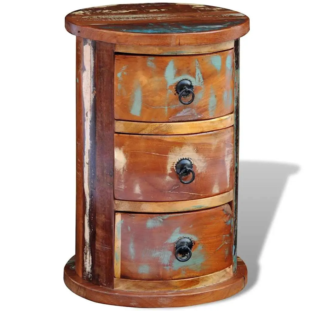 Storage Cabinet with 3 Drawers Solid Reclaimed Wood Brown Antique Style