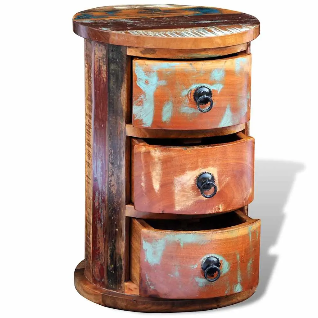 Storage Cabinet with 3 Drawers Solid Reclaimed Wood Brown Antique Style
