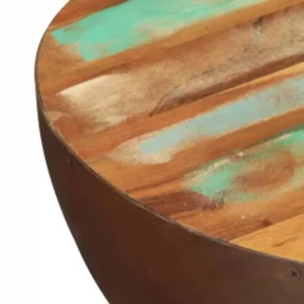 Coffee Table Bowl Shape Reclaimed Wood Steel Base Antique Brown Handmade Accent