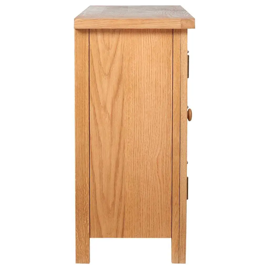 Wooden Sideboard Storage Cabinet 3 Drawers 2 Cupboards Solid Oak Brown