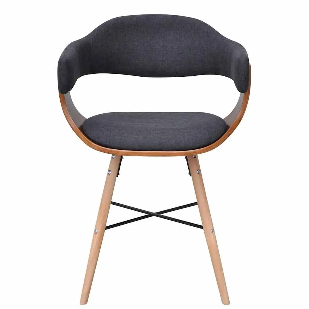 Dining Chairs 2 pcs Grey Fabric Upholstered Bent Wood Frame with Armrests