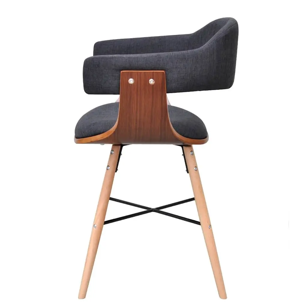 Dining Chairs 2 pcs Grey Fabric Upholstered Bent Wood Frame with Armrests
