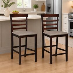 Value Bar Stools Set - Brown Fabric & Sturdy Design