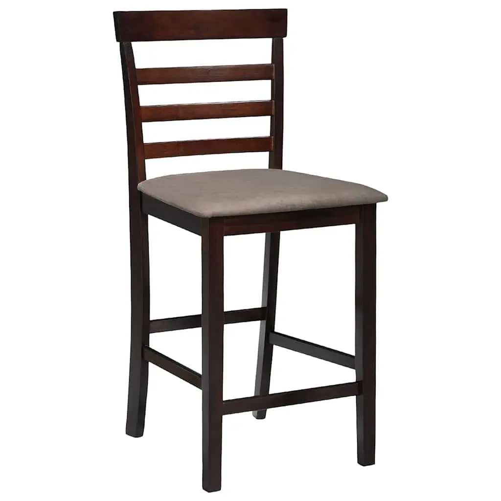 Bar Stools 2 pcs Brown Fabric Padded Seat Kitchen Dining Room Furniture Chairs