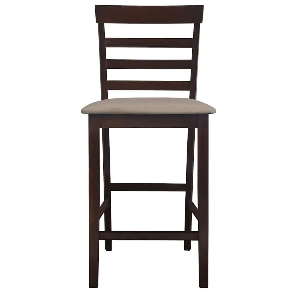Bar Stools 2 pcs Brown Fabric Padded Seat Kitchen Dining Room Furniture Chairs