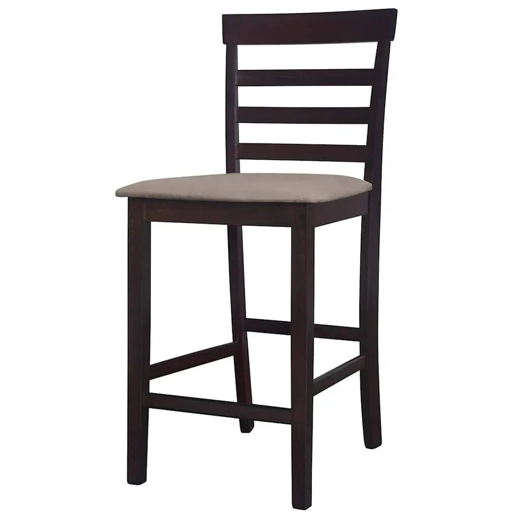 Bar Stools 2 pcs Brown Fabric Padded Seat Kitchen Dining Room Furniture Chairs