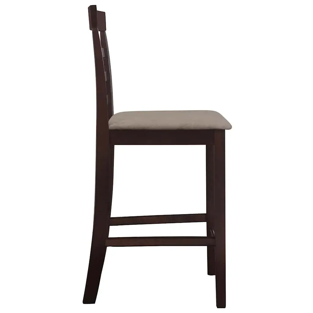 Bar Stools 2 pcs Brown Fabric Padded Seat Kitchen Dining Room Furniture Chairs