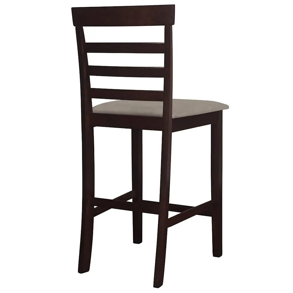 Bar Stools 2 pcs Brown Fabric Padded Seat Kitchen Dining Room Furniture Chairs