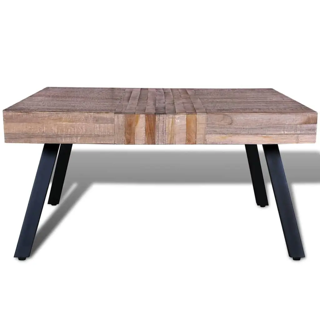 Coffee Table Square Reclaimed Teak Wood Brown Wooden Accent Living Room
