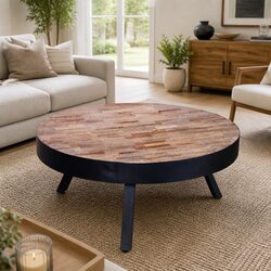 Warm and Reliable Round Coffee Table in Black
