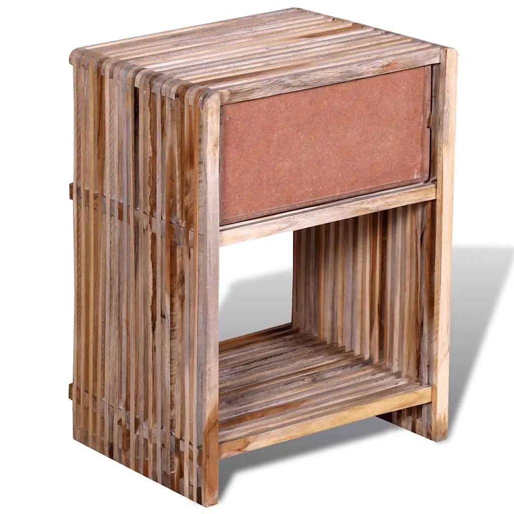 Bedside Table with Drawer Storage Cabinet Brown Wooden Nightstand Bedroom