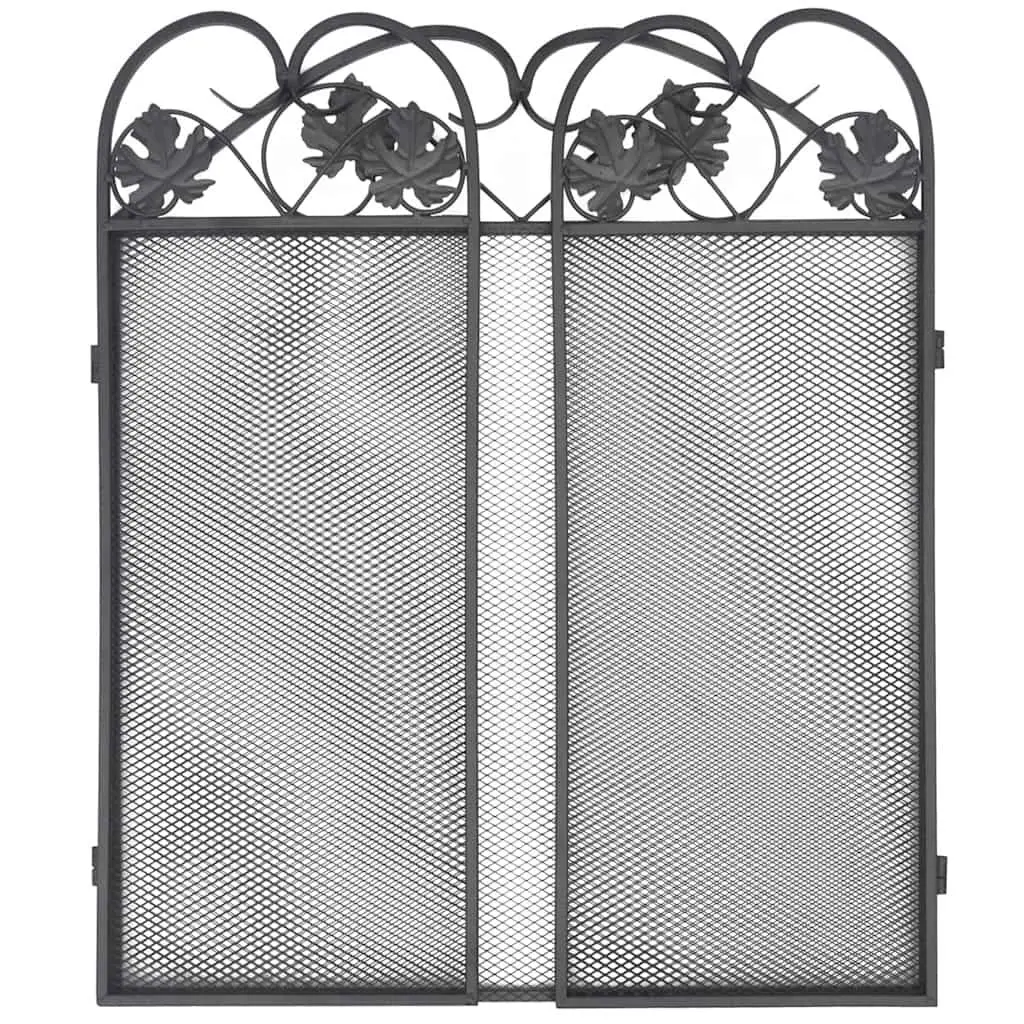 3-Panel Fireplace Screen Black Spark Guard Folding Safety Barrier 61 cm
