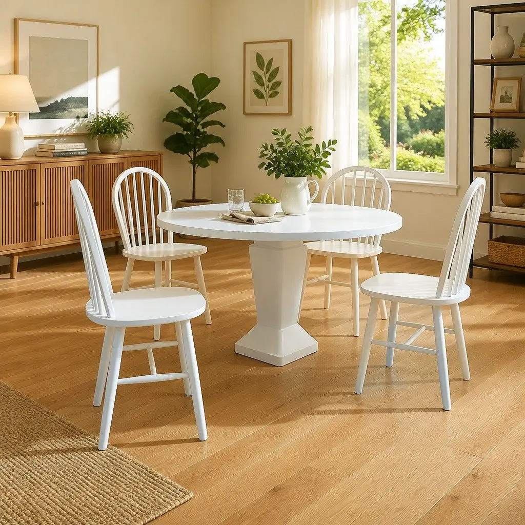 4-Piece White Dining Chair Set